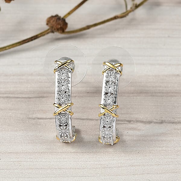 D'Joy XOXO Earrings In 18K Vermeil YG And Rhodium Over Sterling Silver 4.81 Grams