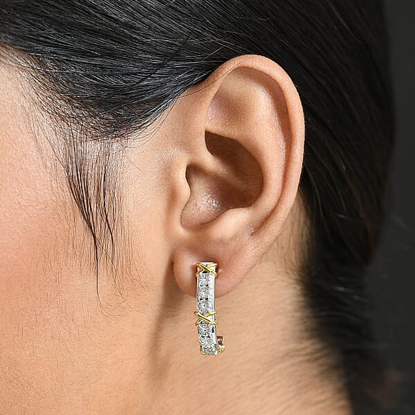 D'Joy XOXO Earrings In 18K Vermeil YG And Rhodium Over Sterling Silver 4.81 Grams