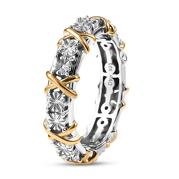 D'Joy XOXO Ring In 18K Vermeil YG And Rhodium Over Sterling Silver (3.97 Grams)