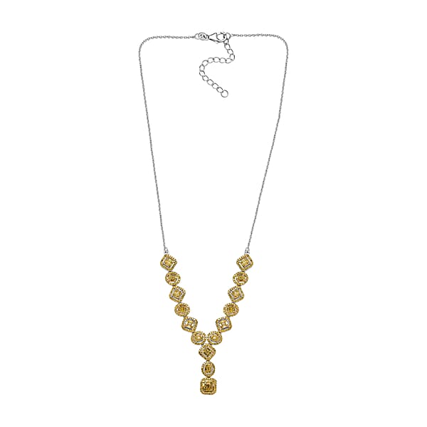D'Joy Yellow Diamond 2.33 Ctw Art Deco Elegance Necklace In Rhodium Over Sterling Silver 18 Inches