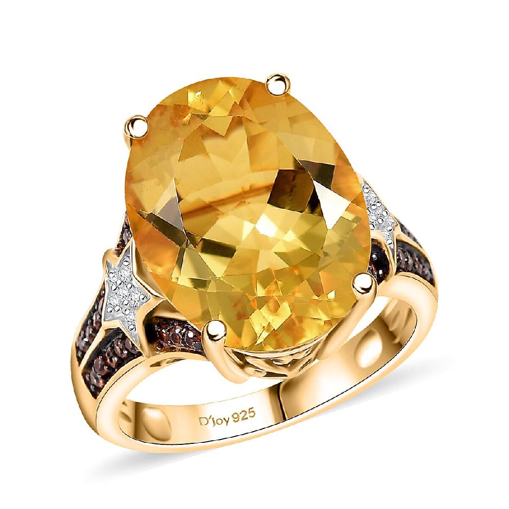 D'Joy Yellow Labradorite and Multi Gemstone 8.50 ctw Starborne Ring in 18K Vermeil Yellow Gold Over Sterling Silver