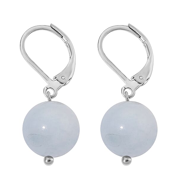 Dainty Aquamarine 15.00 Ctw Beaded Lever Back Earrings In Stainless Steel