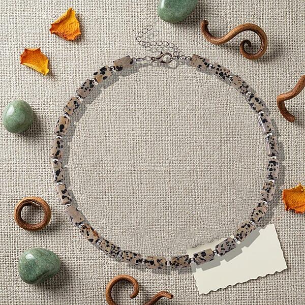 Dalmation Jasper 204.00 Ctw Barrel Necklace In Goldtone 18-20 Inches
