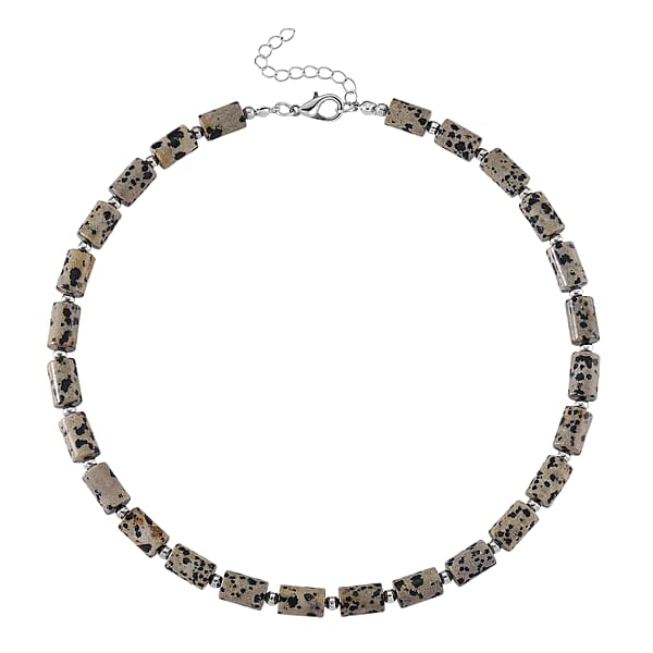 Dalmation Jasper 204.00 Ctw Barrel Necklace In Goldtone 18-20 Inches