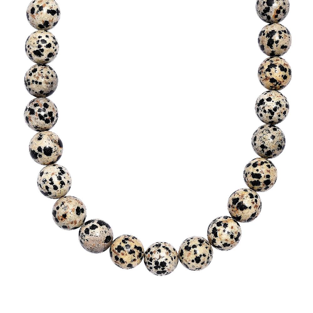 Dalmation Jasper Beaded 306.50 ctw Necklace 18 Inches in Platinum Bond