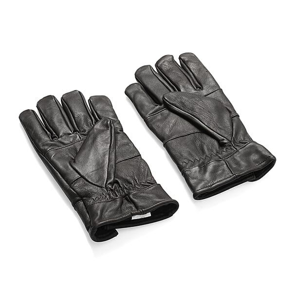 Dark Brown 100% Genuine Leather Gloves With Magnetic Button