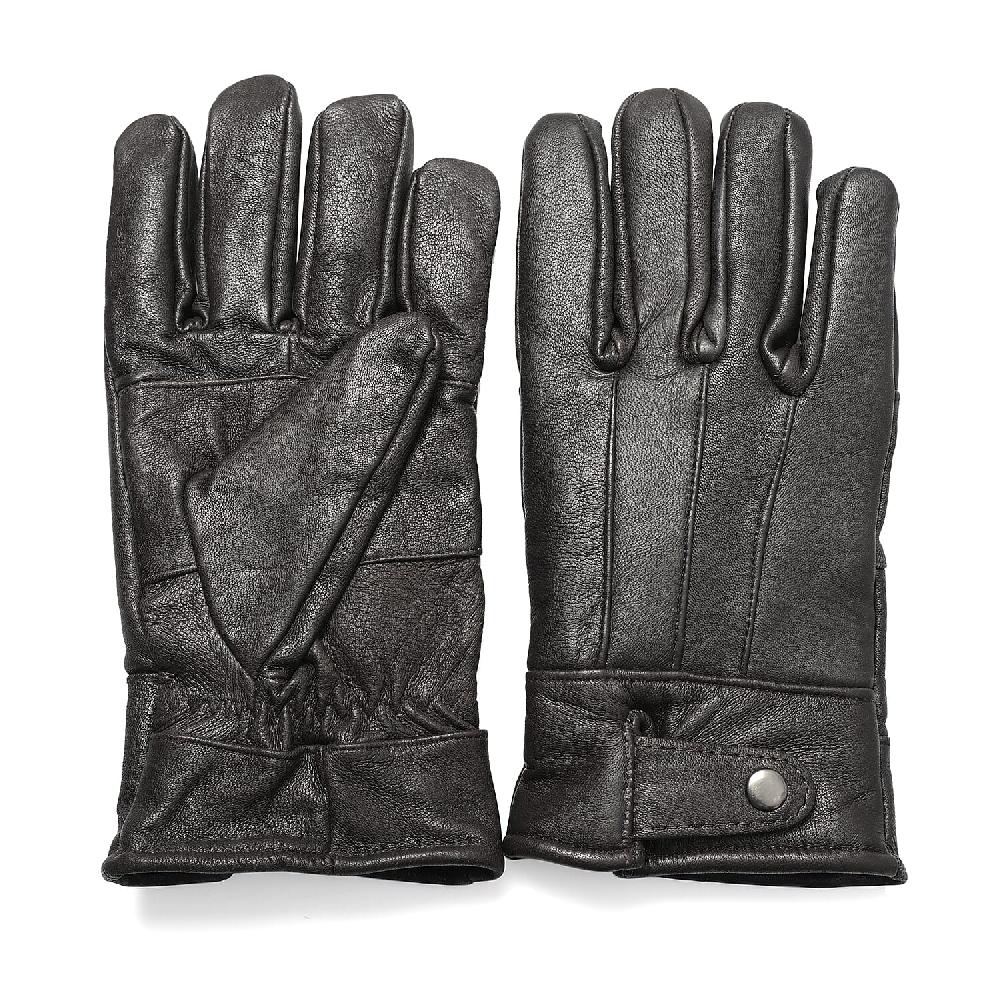 Dark Brown 100% Genuine Leather Gloves with Magnetic Button