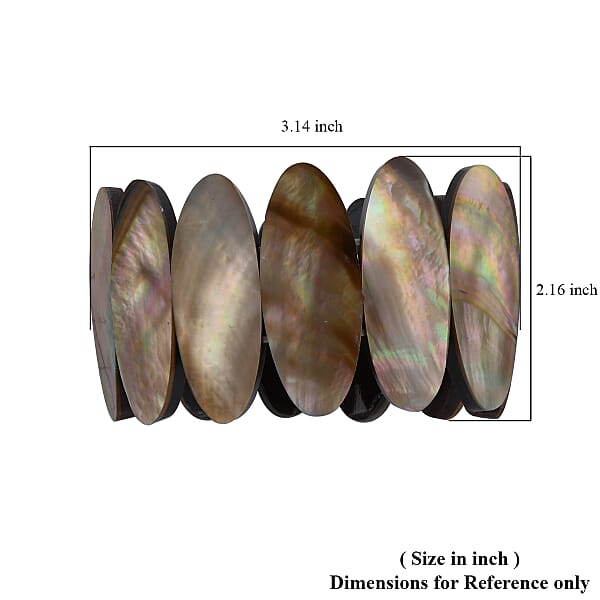 Dark Golden Shell Inlay Stretch Bracelet With Matching Color Resin (7.50 In) 0.10 Ctw