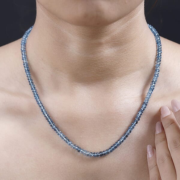 Deanna's Birthday Special Rhapsody AAAA Santa Maria Aquamarine Beaded Graduation Necklace 950 Platinum Necklace 18 Inch Necklace 68.10 Ctw