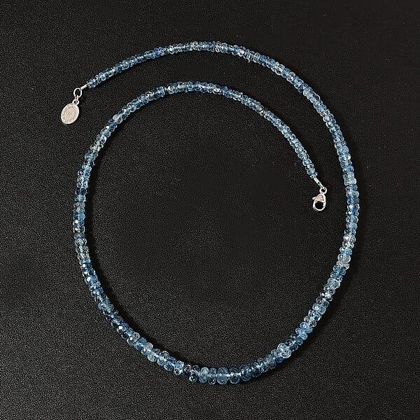 Deanna's Birthday Special Rhapsody AAAA Santa Maria Aquamarine Beaded Graduation Necklace 950 Platinum Necklace 18 Inch Necklace 68.10 Ctw