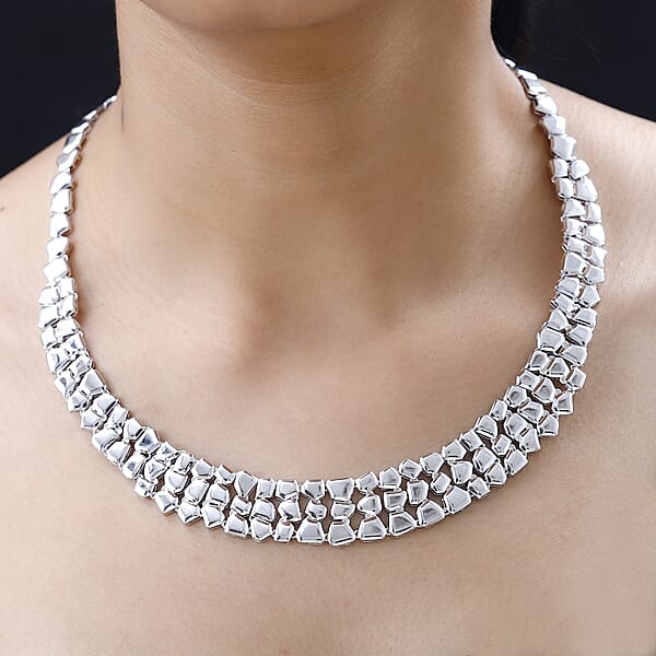 Designer Inspired Necklace In Rhodium Over Sterling Silver 42 Grams 20 Inches (Del. In 10-12 Days)