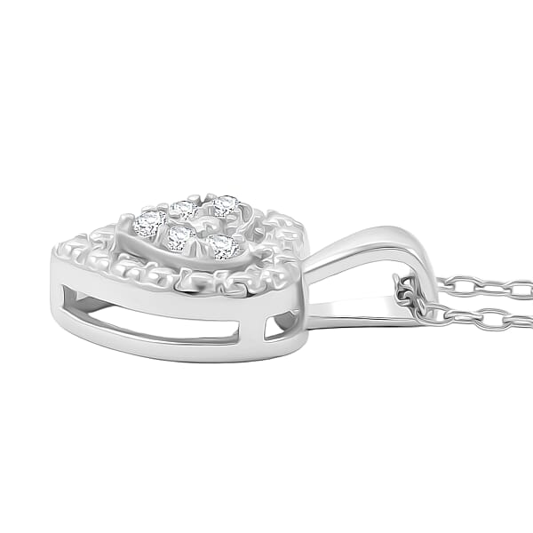 Diamond 0.10 Ctw Heart Pendant Necklace In Sterling Silver 18 Inches