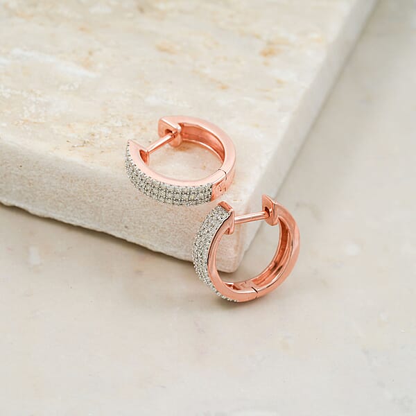 Diamond 0.25 Ctw Earrings In 14K Rose Gold And Rhodium Over Sterling Silver
