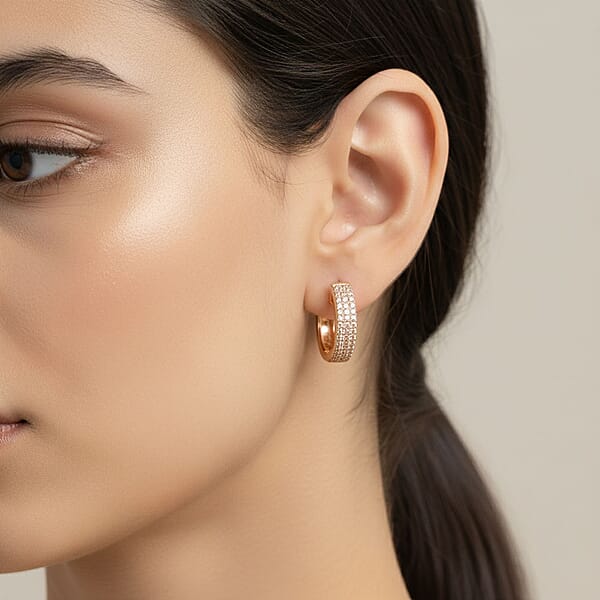 Diamond 0.25 Ctw Earrings In 14K Rose Gold And Rhodium Over Sterling Silver