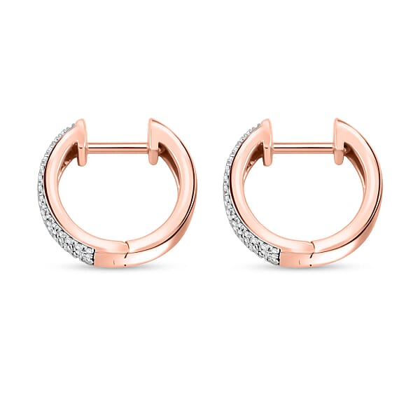 Diamond 0.25 Ctw Earrings In 14K Rose Gold And Rhodium Over Sterling Silver