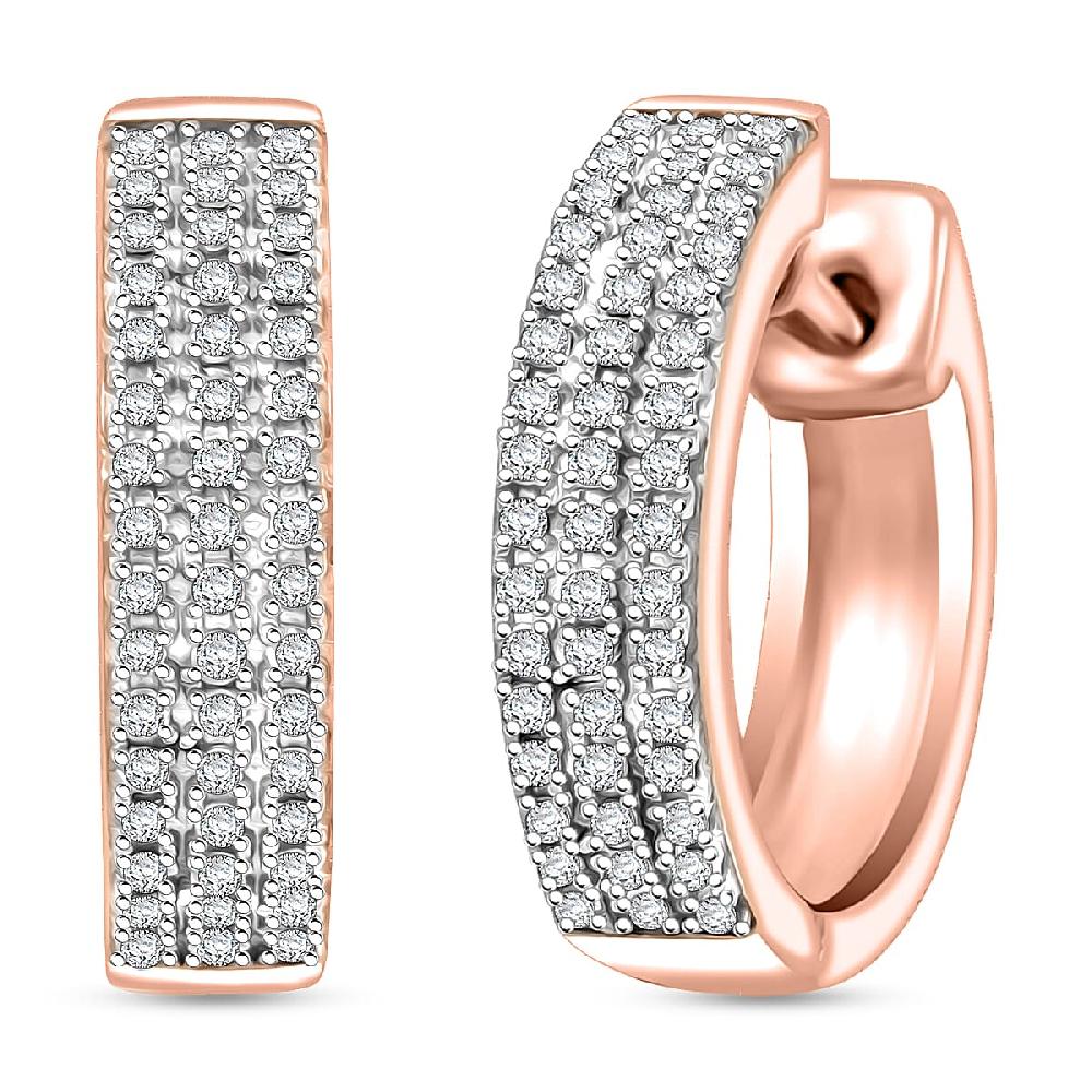 Diamond 0.25 ctw Earrings in 14K Rose Gold and Rhodium Over Sterling Silver