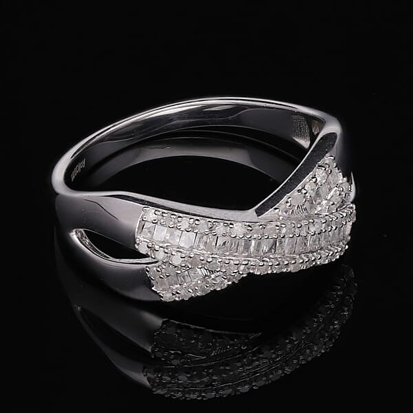 Diamond 0.35 Ctw Infinity Shank Ring In Platinum Over Sterling Silver
