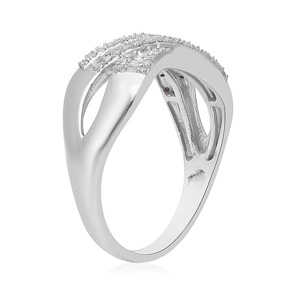 Diamond 0.35 Ctw Infinity Shank Ring In Platinum Over Sterling Silver