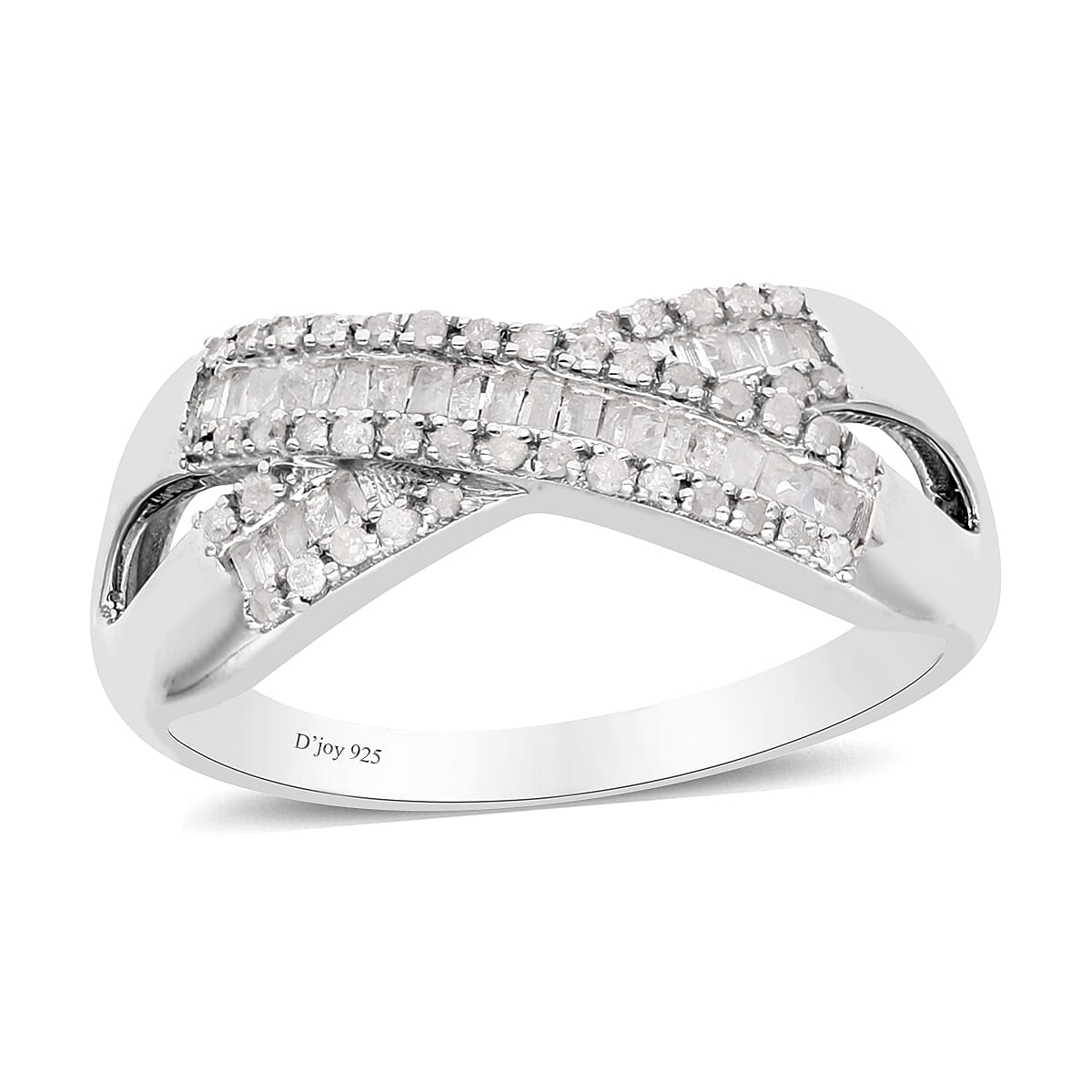 Diamond 0.35 ctw Infinity Shank Ring in Platinum Over Sterling Silver