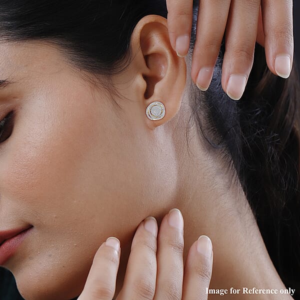 Diamond 0.65 Ctw Stud Earrings In 14K Yellow Gold Over Sterling Silver