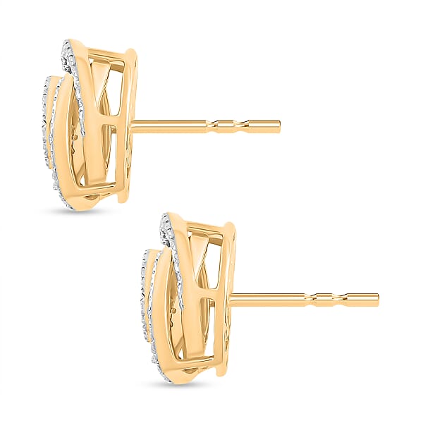 Diamond 0.65 Ctw Stud Earrings In 14K Yellow Gold Over Sterling Silver