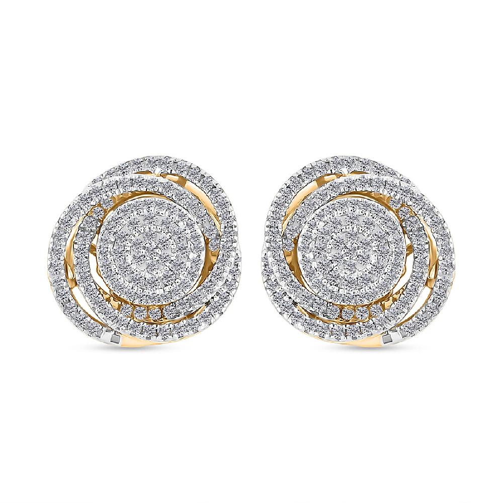 Diamond 0.65 ctw Stud Earrings in 14K Yellow Gold Over Sterling Silver