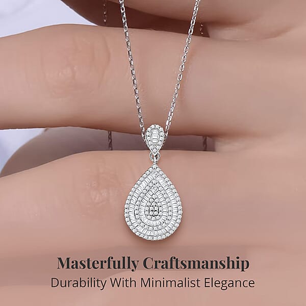 Diamond 1.00 Ctw Pendant Necklace In Platinum Over Sterling Silver 18 Inches