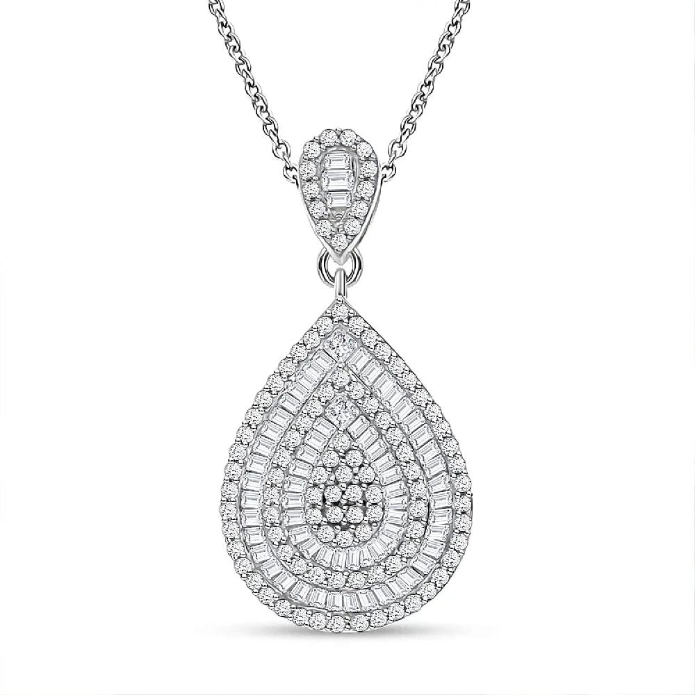 Diamond 1.00 ctw Pendant Necklace in Platinum Over Sterling Silver 18 Inches
