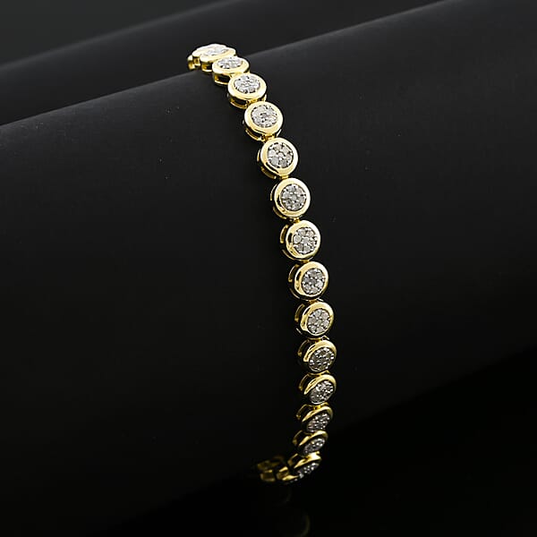 Diamond 1.10 Ctw Bracelet In 14K Yellow Gold Over Sterling Silver (7.50 In)