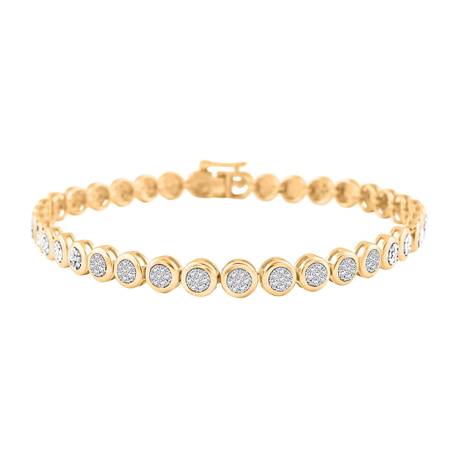 Diamond 1.10 ctw Bracelet in 14K Yellow Gold Over Sterling Silver (7.50 In)