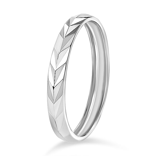 Diamond-cut Band Ring In 10K White Gold 2.50 Grams (Del. In 10-12 Days)