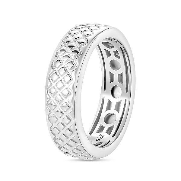 Diamond-cut Band Ring In 10K White Gold 5.50 Grams (Del. In 10-12 Days)