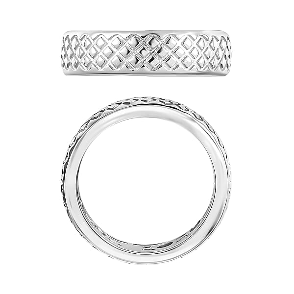 Diamond-cut Band Ring In 10K White Gold 5.50 Grams (Del. In 10-12 Days)