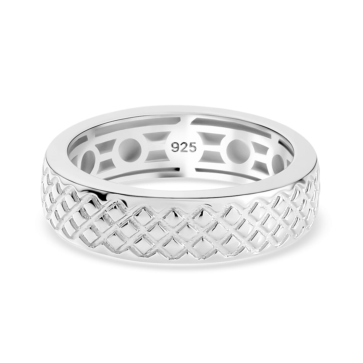Diamond-cut Band Ring in 10K White Gold 5.50 Grams (Del. in 10-12 Days)