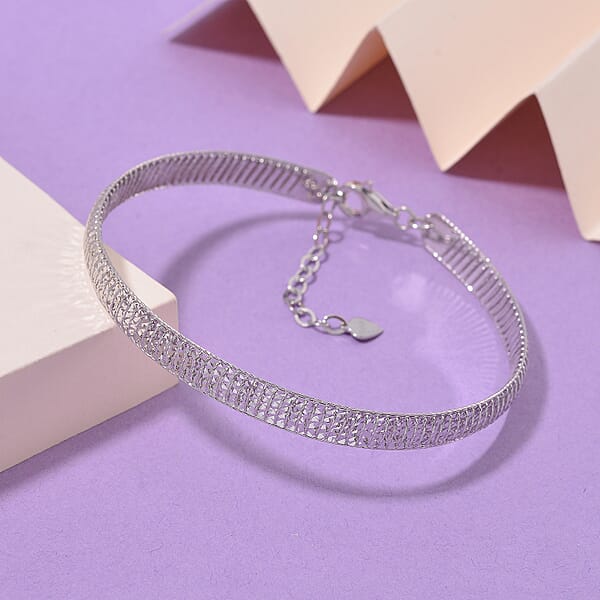Diamond-cut Bangle Bracelet In 950 Platinum (8.00 In) 12.40 Grams