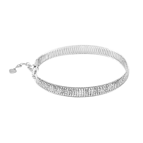 Diamond-cut Bangle Bracelet In 950 Platinum (8.00 In) 12.40 Grams