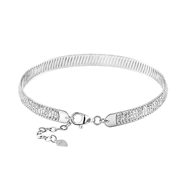 Diamond-cut Bangle Bracelet In 950 Platinum (8.00 In) 12.40 Grams