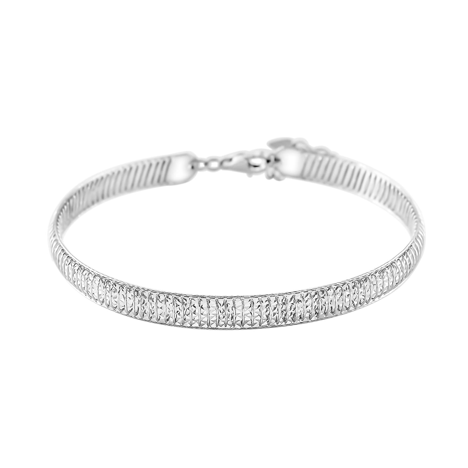 Diamond-cut Bangle Bracelet in 950 Platinum (8.00 In) 12.40 Grams