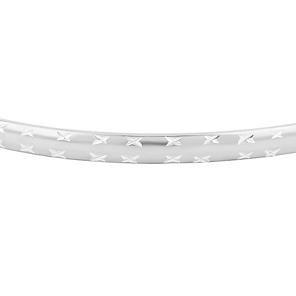 Diamond-cut Bangle Bracelet In Sterling Silver (8.0 In) 3.60 Grams
