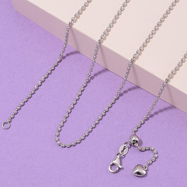 Diamond-cut Beaded Chain Necklace In 950 Platinum 8.78 Grams 20 Inches
