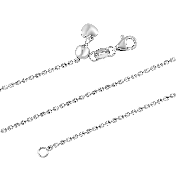 Diamond-cut Beaded Chain Necklace In 950 Platinum 8.78 Grams 20 Inches