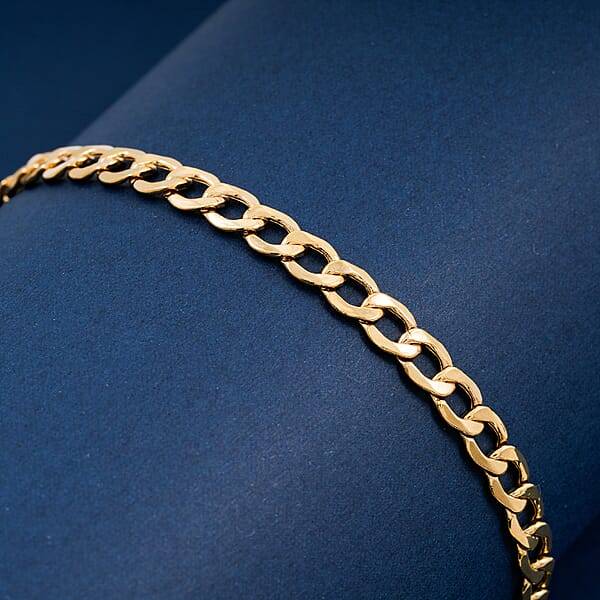 Diamond-cut Curb Chain Bracelet In 10K Yellow Gold (8.00 In) 3.90 Grams