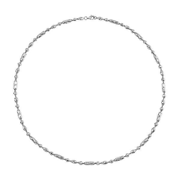 Diamond-cut Fancy Beaded Chain Necklace In 950 Platinum 24 Inches 26.11 Grams