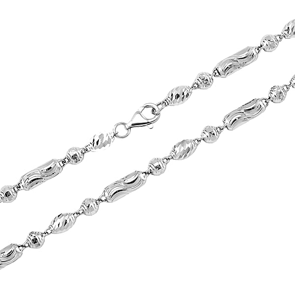 Diamond-cut Fancy Beaded Chain Necklace In 950 Platinum 24 Inches 26.11 Grams