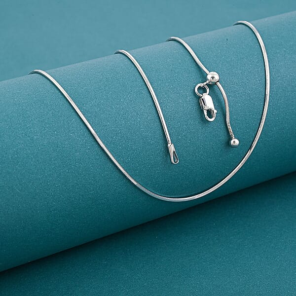 Diamond-cut Snake Chain With Ball Necklace In Rhodium Over Sterling Silver 4.70 Grams 24 Inches