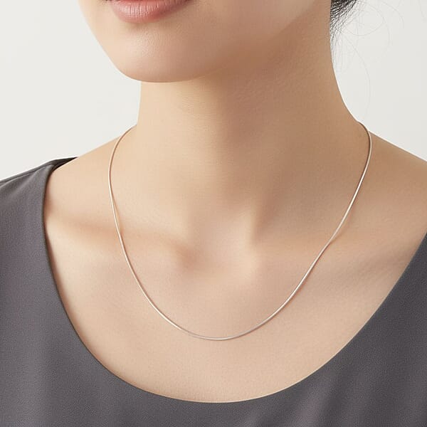 Diamond-cut Snake Chain With Ball Necklace In Rhodium Over Sterling Silver 4.70 Grams 24 Inches
