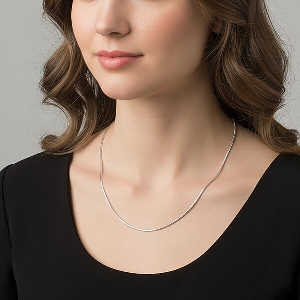 Diamond-cut Snake Necklace In Rhodium Over Sterling Silver 3.75 Grams 18 Inches