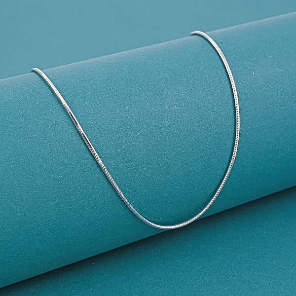 Diamond-cut Snake Necklace In Rhodium Over Sterling Silver 3.40 Grams 16 Inches