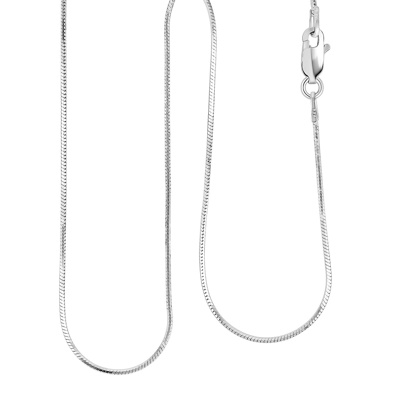 Diamond-cut Snake Necklace in Rhodium Over Sterling Silver 3.80 Grams 20 Inches