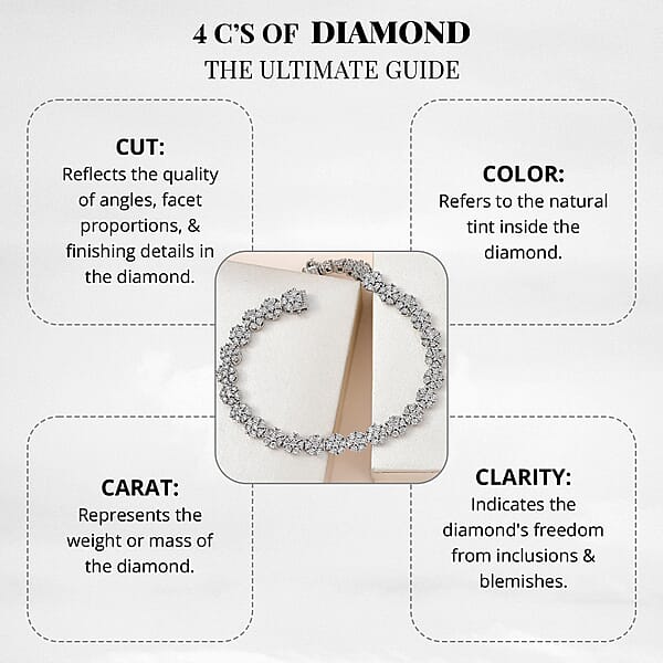 Diamond Floral Bracelet In Platinum Over Sterling Silver Silver Cluster Bracelet Wedding Gifts For Her (6.50 In) 0.90 Ctw